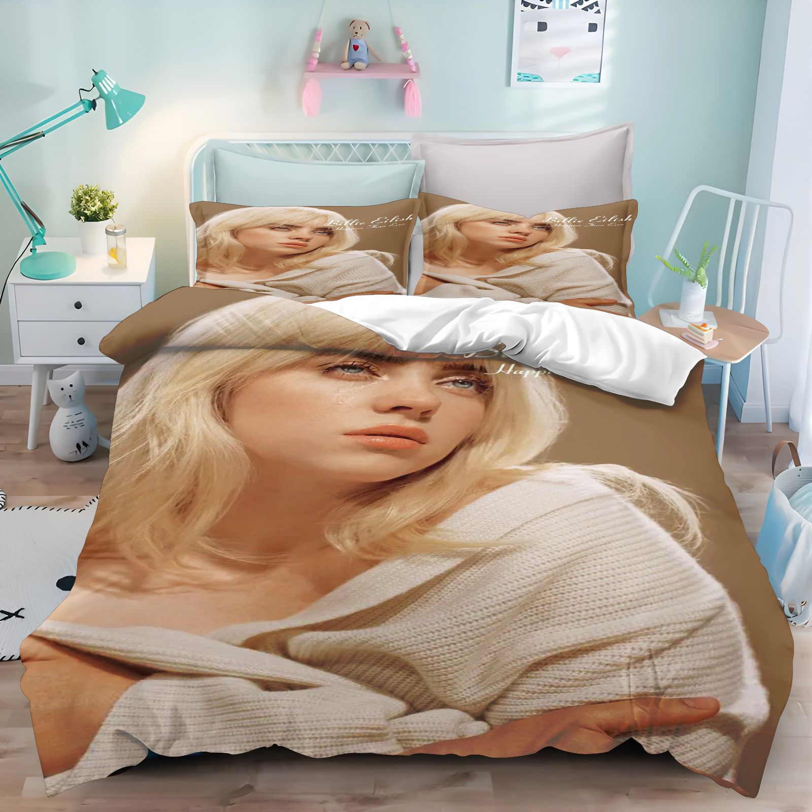 Linen Duvet Cover - Billie Eilish Bedding Set 3D Print