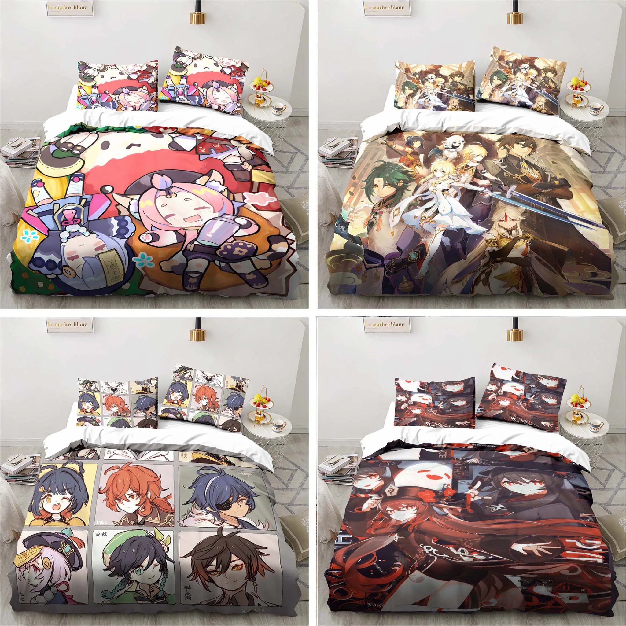 Cartoon Anime Genshin Impact G - Linen Duvet Cover recension och pris
