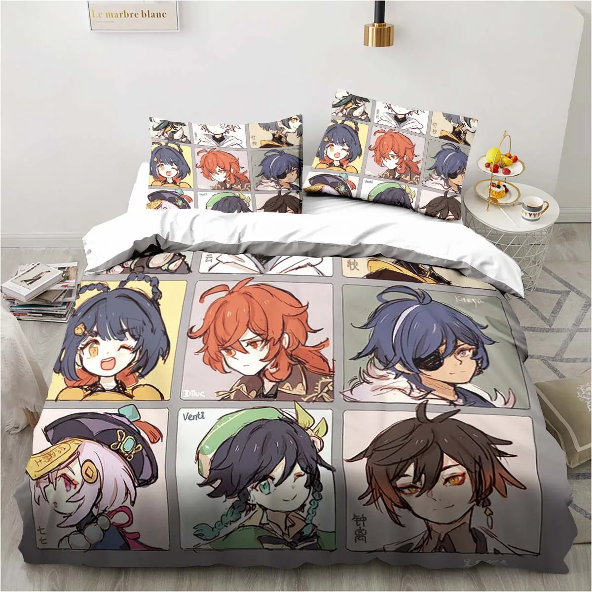 Cartoon Anime Genshin Impact G - Linen Duvet Cover recension och pris