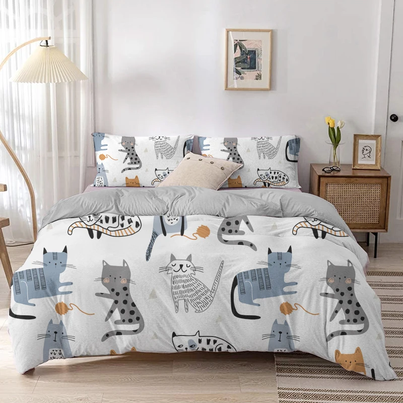 Cartoon Cat Duvet Cover Set Ca - Linen Duvet Cover recension och pris