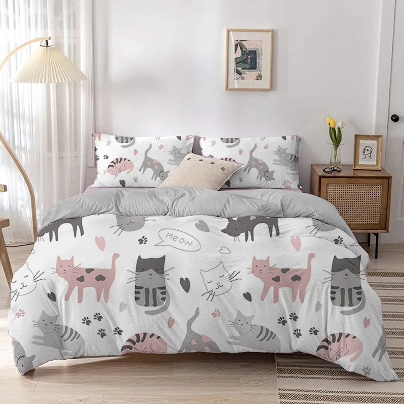 Cartoon Cat Duvet Cover Set Ca - Linen Duvet Cover recension och pris