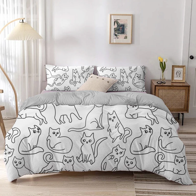 Cartoon Cat Duvet Cover Set Ca - Linen Duvet Cover recension och pris