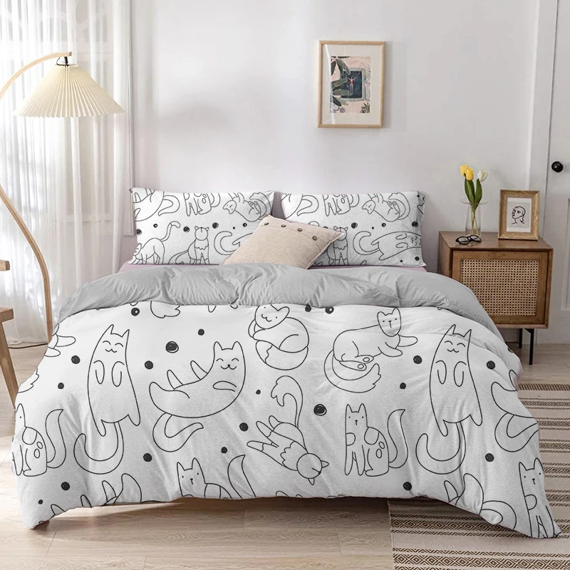 Cartoon Cat Duvet Cover Set Ca - Linen Duvet Cover recension och pris
